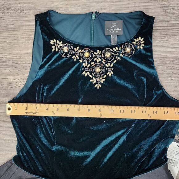 Adrianna Papell Emerald Velvet Taffeta Party Dress Size 10 NWT Wedding Holiday - Picture 11 of 13